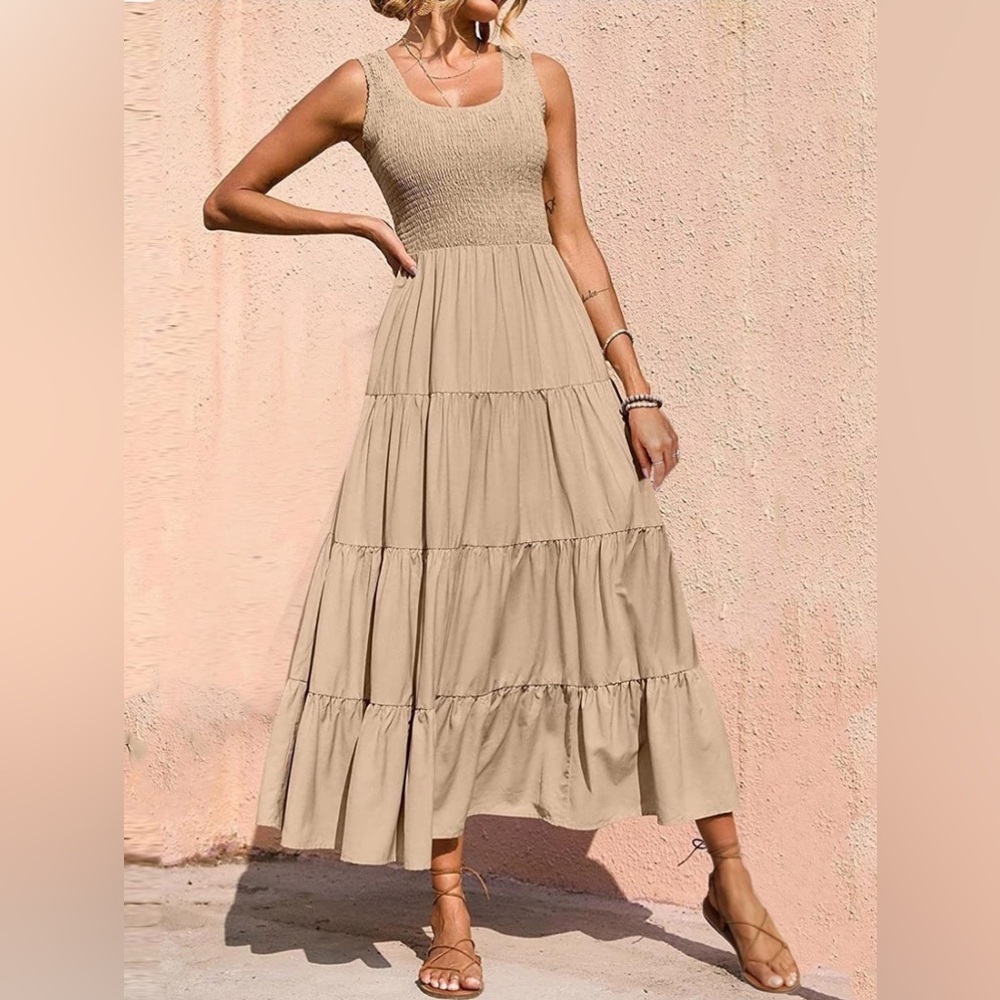 Sleeveless Maxi Dress - Tiered and Smocked
